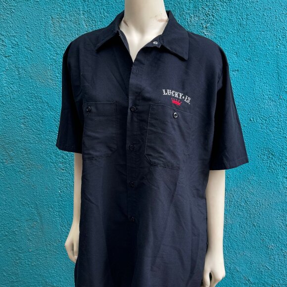 Lucky 13 King of Fools print black button down shirt men's L EUC - Picture 2 of 3